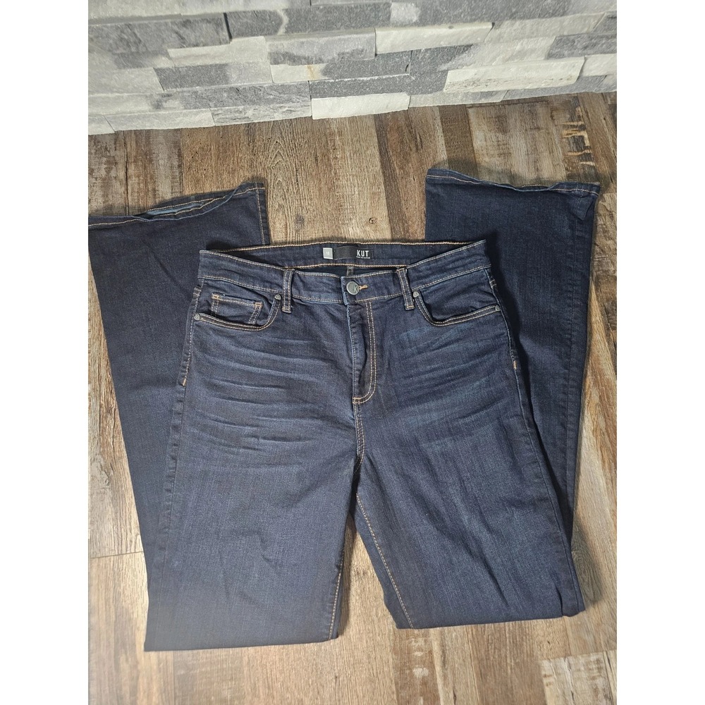 Kut From The Kloth High Rise Ellie Flare Leg Blue jeans Dark 12 Dark Wash